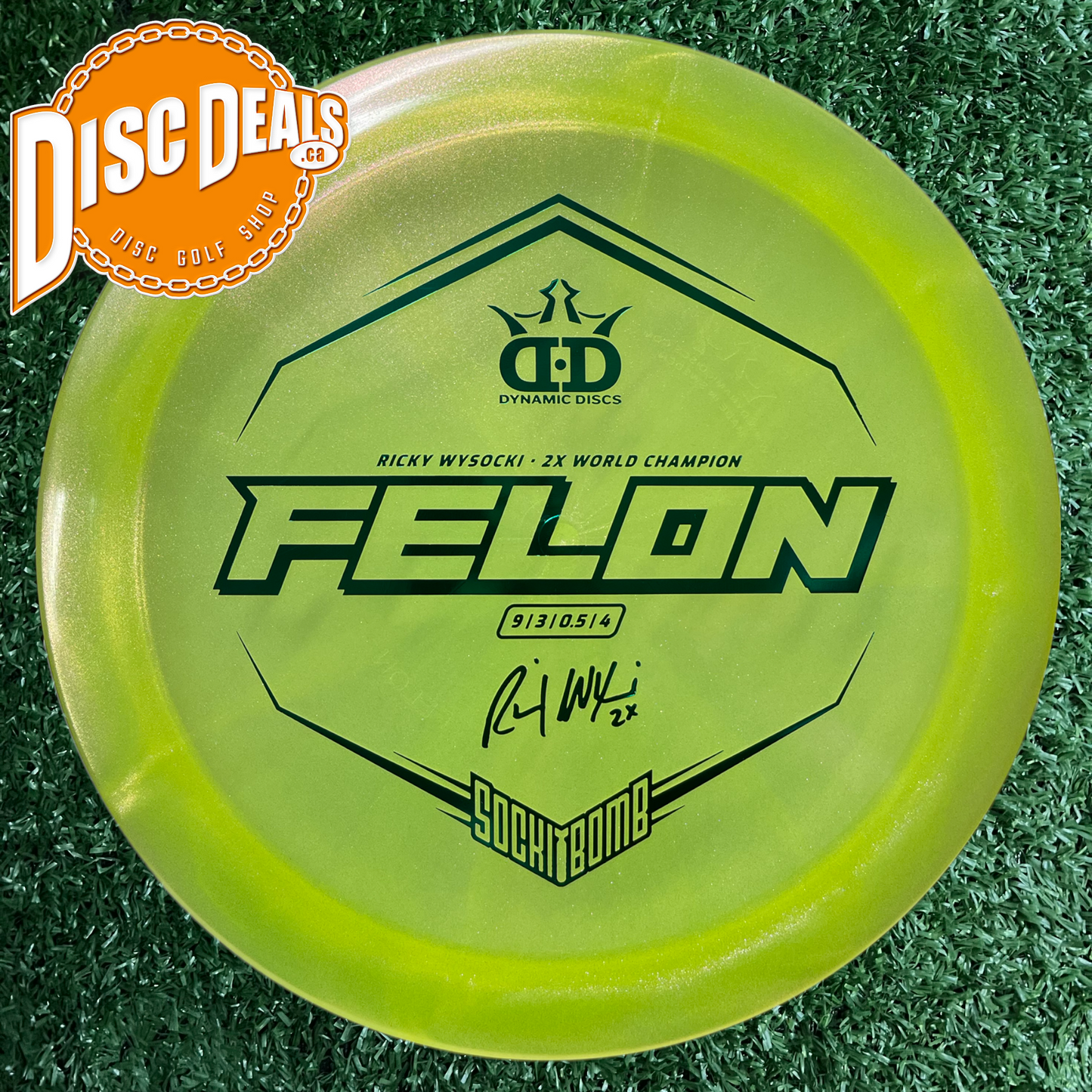 Dynamic Discs Lucid-Ice Glimmer Felon Ricky Wysocki Sockibomb Stamp